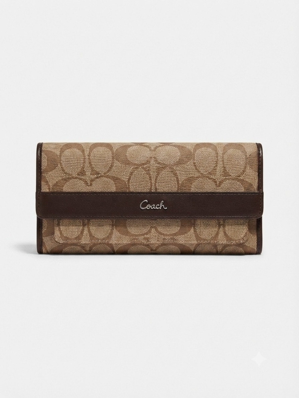 Coach Signature C Canvas Brown Leather Wallet OS